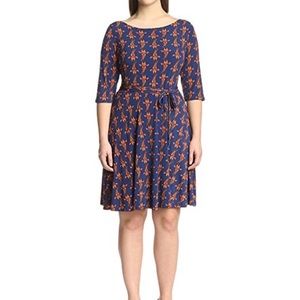 Leota, 3/4 sleeve, giraffe print dress.